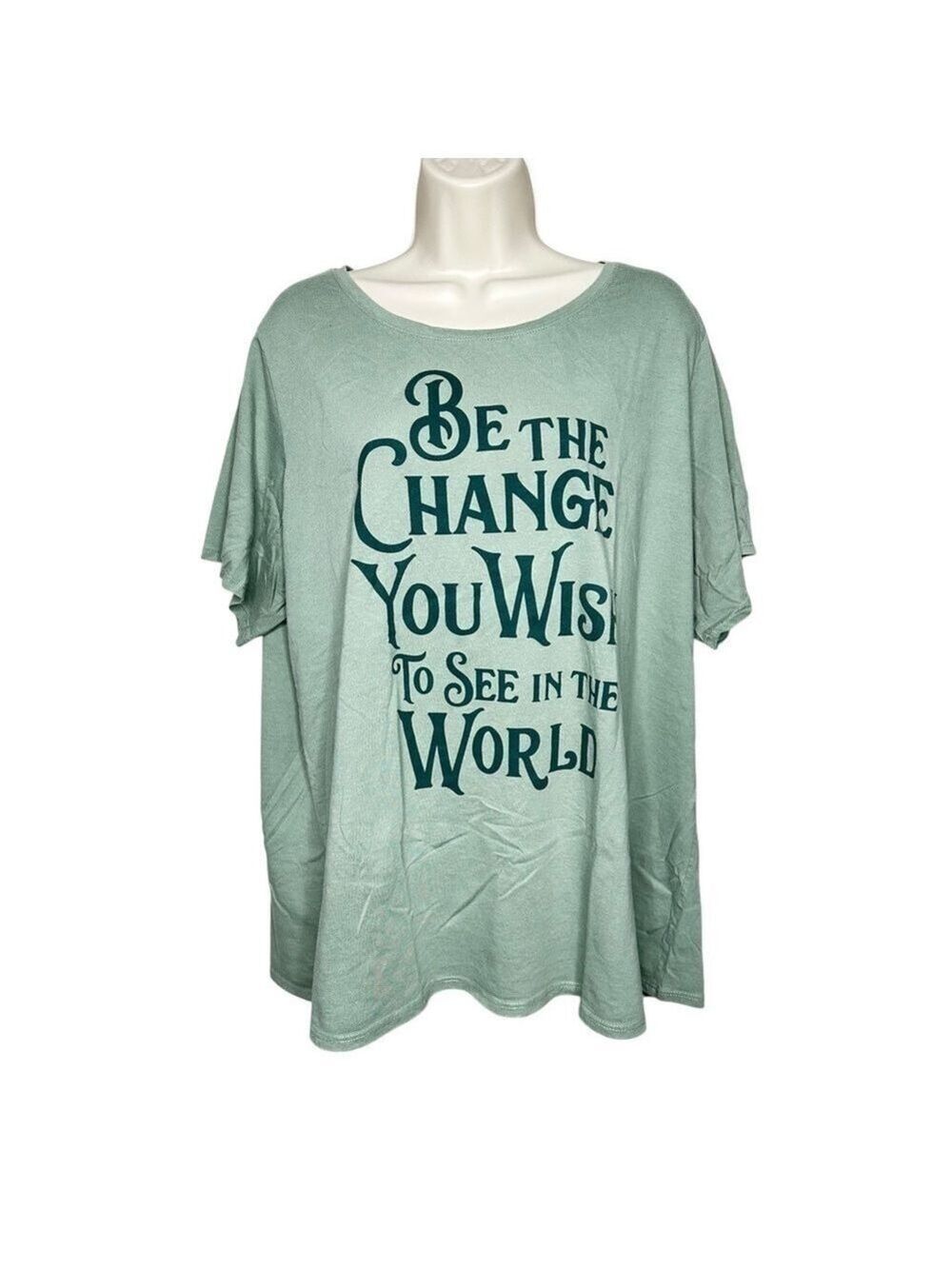 Awake Women’s Graphic T-Shirt Be The Change You Wish To See In The World Size 2X
